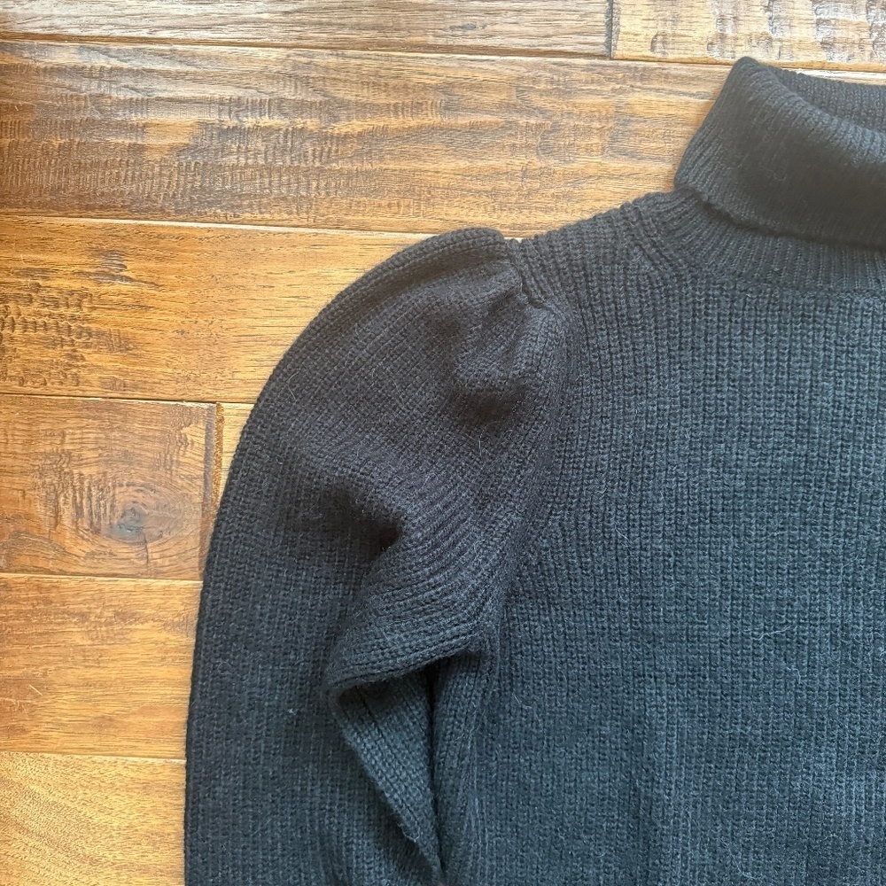 JCrew Cropped puff-sleeve turtleneck sweater, Size small, Black - Picture 4 of 7